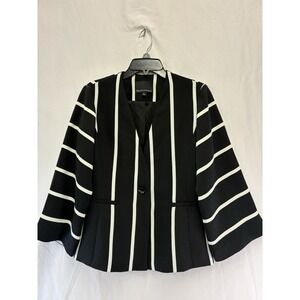 Banana Republic Blazer Womens 2 Black White Striped Career Office Jacket